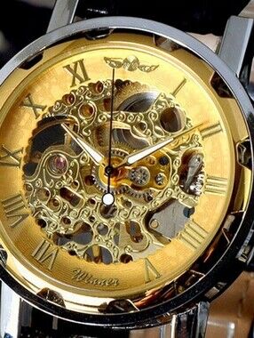Stunning Gold Skeleton Mechanical Automatic Men's Watch